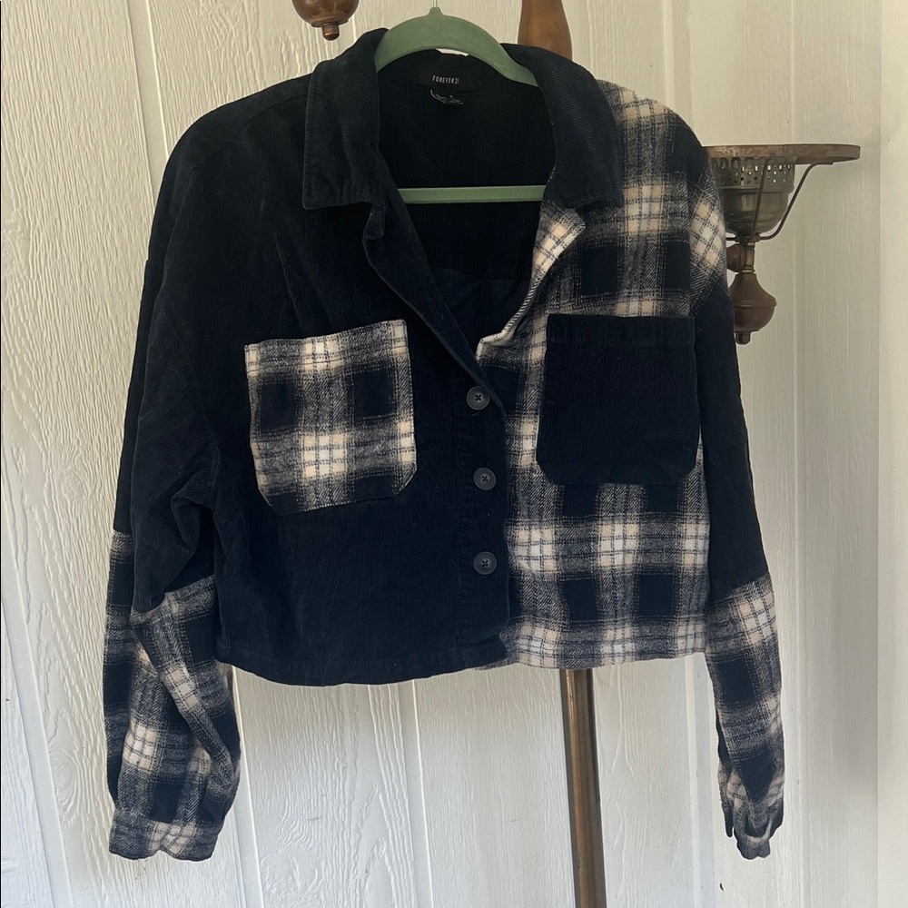 Forever 21 Dark Navy Blue Corduroy Flannel Jacket Medium